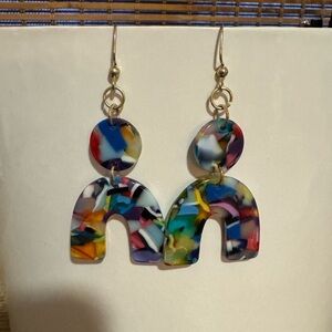 Resin Beautiful Multi-colored Dangle Earrings